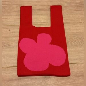 Amina Blu Flower Knit Purse Bag